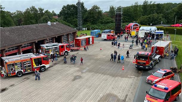 Der Hof der Feuerwache von oben