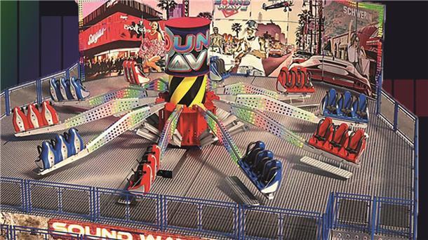 So sieht das neue Fahrgeschäft „Sound Wave“ aus, das die Freimarkt-Besucher in Bremerhaven ordentlich durchwirbeln soll.