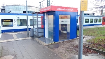 So sieht das neue Videoreisezentrum am Bahnhof Nordenham aus.