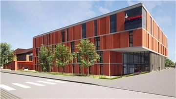 Eine Skizze von dem Krankenhaus-Neubau, der in Brake (Landkreis Wesermarsch) geplant ist.