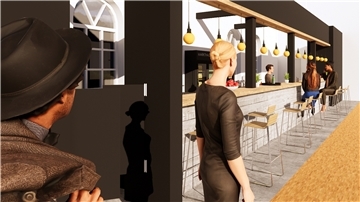 So soll der neue Tresen- und Theken der Markthalle in Rodenkirchen künftig aussehen. Die Politik hat den Plänen der Architekten Bolte und Schramm bereits zugestimmt.