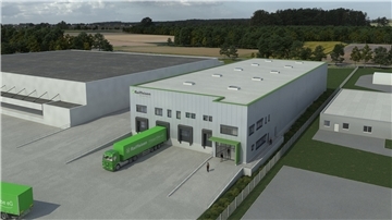 So soll es aussehen, das neue Zentrallager der Raiffeisen Weser-Elbe eG im Gewerbegebiet Debstedt. Geplant ist eine Investition von 4,5 bis 5 Millionen Euro. Die Arbeiten beginnen in diesem und werden im nächsten Jahr fertiggestellt.