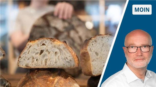 Bremerhavener Sauerteig-Dramen: Wenn Brotbacken zum TV-Ersatz wird Geteiltes Bild mit Brotlaiben und Reporter.
