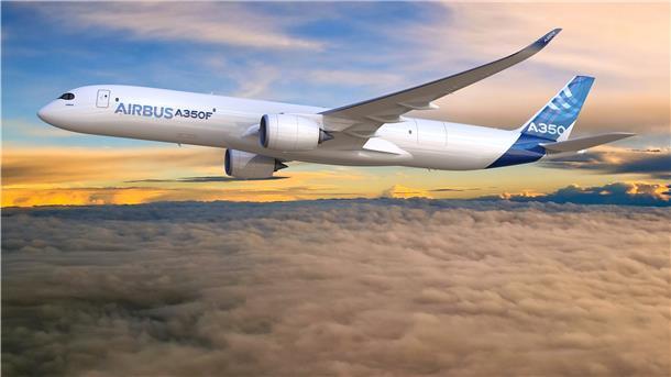 So wird der neue Airbus aussehen: die A350F. Mit der Frachtversion des CFK-Flugzeugs A 350 tritt Airbus erstmals im Segment der großen Frachtflugzeuge auf. Die A 350F kann 109 Tonnen transportieren.