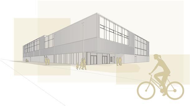 So wird die neue Sporthalle in Cuxhaven einmal aussehen: Das ist die Ansicht von der Beethovenallee aus.