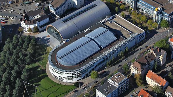 Stadthalle von oben