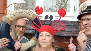 Stephan Beckmann, Anja Goldstück und Guido Müller von der Band Stinkebreit