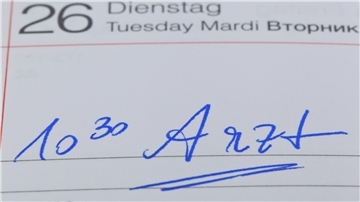 Ein Arzttermin ist in einen Kalender eingetragen. 