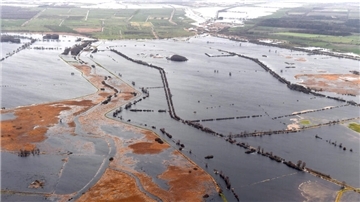 Tief „Zoltan“ sorgte im Dezember 2024 für eine Überflutung des Polder Bramel. 