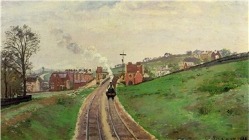 Unaufgeregtheit strahlt das Gemälde "Lordship Lane Station, Dulwich" von 1871 aus, das Camille Pissarro von einer Fußgängerbrücke über der Bahntrasse gemalt hat.