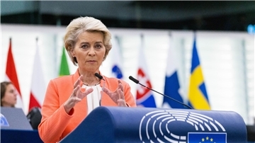 Ursula von der Leyen im Europäischen Parlament in Straßburg.