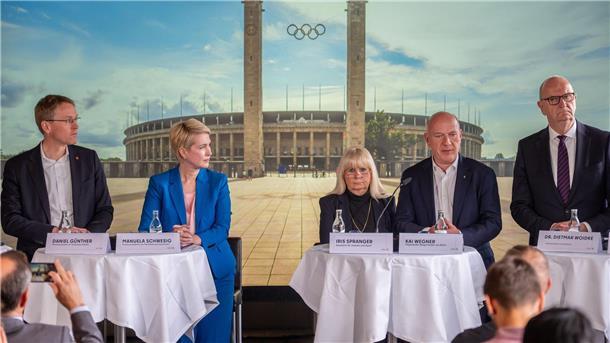 Olympia: Berlin will Beachvolleyball am Brandenburger Tor Verschiedene Politikerinnen und Politiker stellen am Dienstag die Olympia-Bewerbung vor