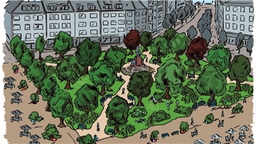 Viel Platz fürs Leben zwischen Bäumen: So soll der Heuss-Platz nach den Vorstellungen von Allers einmal aussehen. 