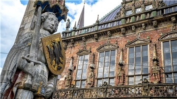 Die Rolandstatue vor dem Bremer Rathaus.