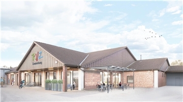 Visualisierung des Regionalen Versorgungszentrums im alten ALDI-Gebäude in der Gemeinde Gnarrenburg.
