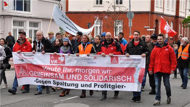 Vor dem Marsch zum 1. Mai, wie hier 2019, kommt in Nordenham der traditionelle Arbeitnehmer-Empfang der Stadt.