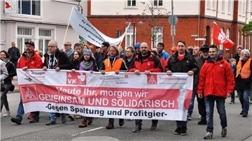 Vor dem Marsch zum 1. Mai, wie hier 2019, kommt in Nordenham der traditionelle Arbeitnehmer-Empfang der Stadt.
