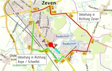 Umleitungsstrecken während des Neubaus der Scheeßeler Straße in Zeven