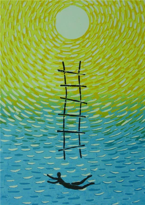 „Wasserwelten“ heißt dieses Werk von Christine Pape.