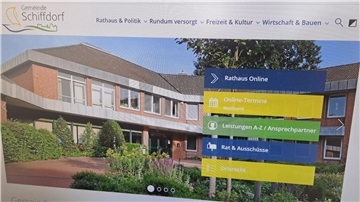 Bildschirmaufnahme der Website der Gemeinde Schiffdorf