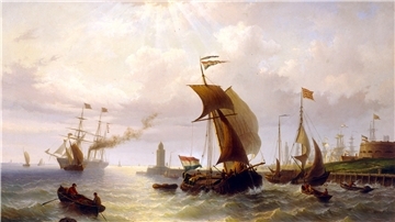Willem Gruyter malte 1870 dieses Bild von der Geestemündung, wo auf der rechten Seite das „Fort Wilhelm“ zu sehen ist, das dem Gemälde seinen Namen gab.