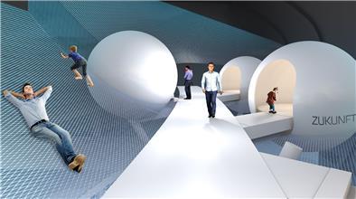 „Wir lösen uns aus dem Bestehenden – die Ausstellungsumgebung verändert sich merklich“ ist diese Idee beschrieben. Von der Außenhülle des Klimahauses bis hin zur obersten Galerie soll sich das begehbare Energienetz spannen.