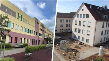 Das Foto zeigt eine Kollage, bestehend aus je einem Foto von der Helios-Klinik Wesermarsch in Nordenham und von dem St.-Bernhard-Hospital in Brake.