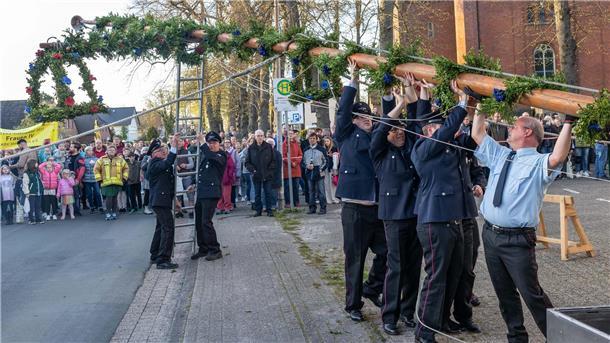 Zahlreiche Schaulustige beobachteten das Maibaumsetzen in Stollhamm. Es klappte wie am Schnürchen.