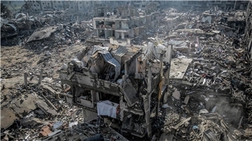 Zerstörungen in Gaza-Stadt. 27 Prozent der Bevölkerung in Deutschland halten das Vorgehen Israels gegen die Hamas im Gazastreifen für angemessen.