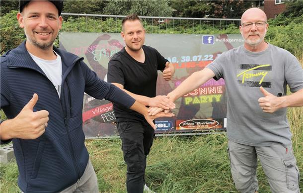 Ziehen beim Villagemovefestival an einem Strang (von links): Sven Nocker, Christoph Gebel und Peter Kleemann.