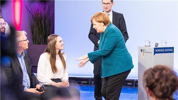Angela Merkel beim Bürgerdialog in Bremerhaven.