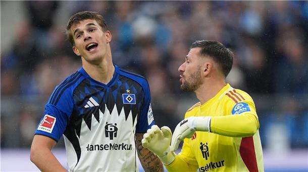 4:0-Heimsieg: Starker HSV überrollt Mainz 05 Zwei Defensiv-Stabilisatoren des HSV: Luka Vuskovic (l) und Torwart Daniel Heuer Fernandes