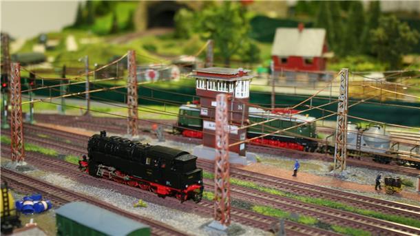 Zwei typische Lokomotiven, die auch beim Vorbild der Surheider, der Rübelandbahn, zum Einsatz kommen: die Dampflokomotive 95.027 und die E-Lok E251